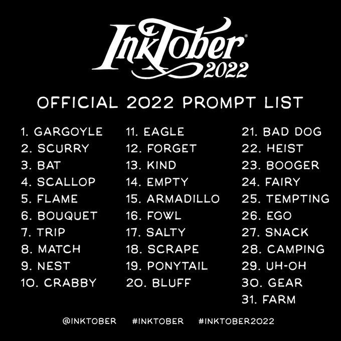 #inktober prompt list