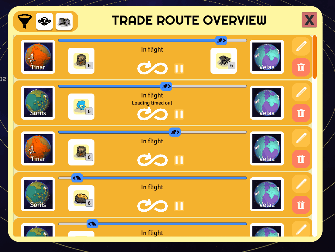 Trade route filters
