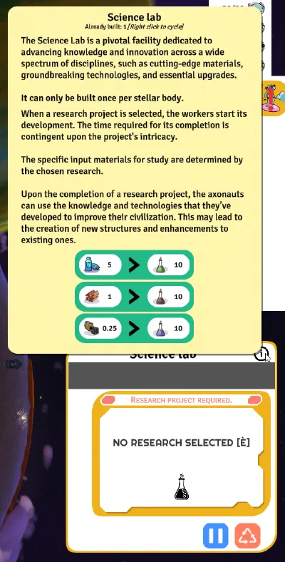 Science lab tooltip Science lab tooltip